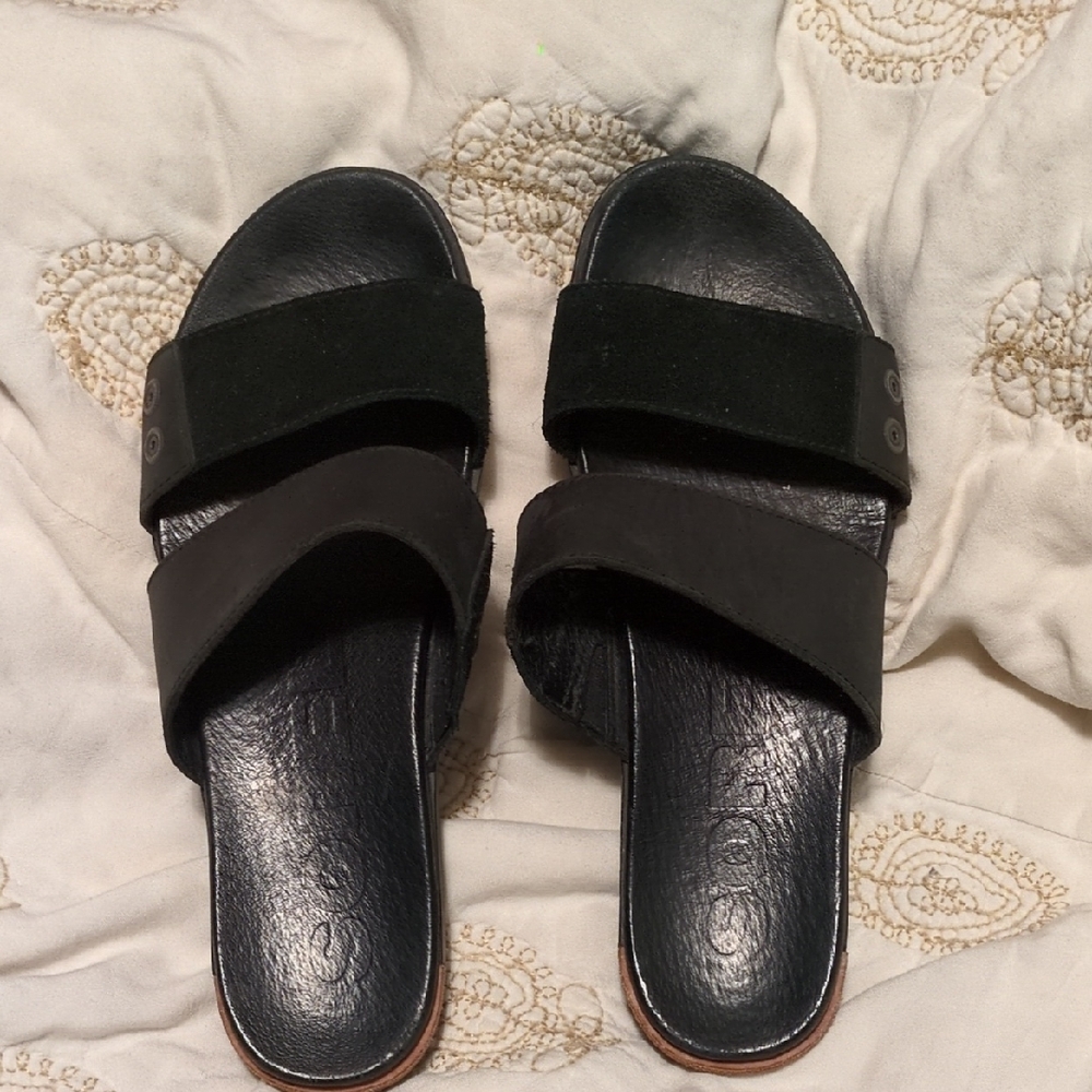 Sorel Black Slide Sandals